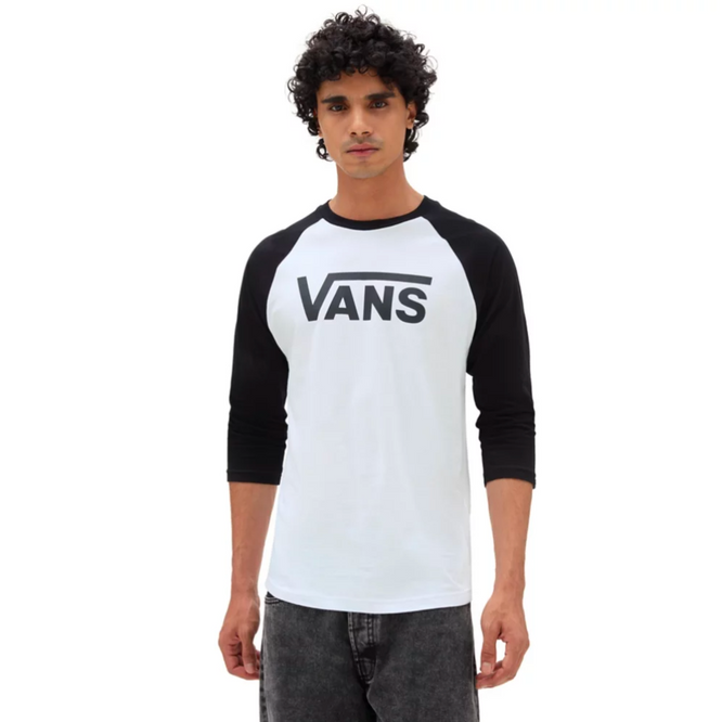 T-shirt raglan classique blanc/noir