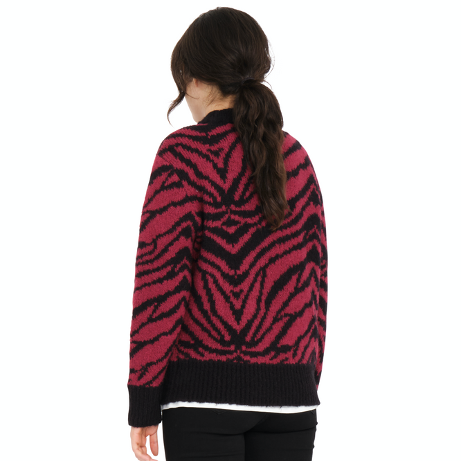 Womens Zebra Sweater Wine