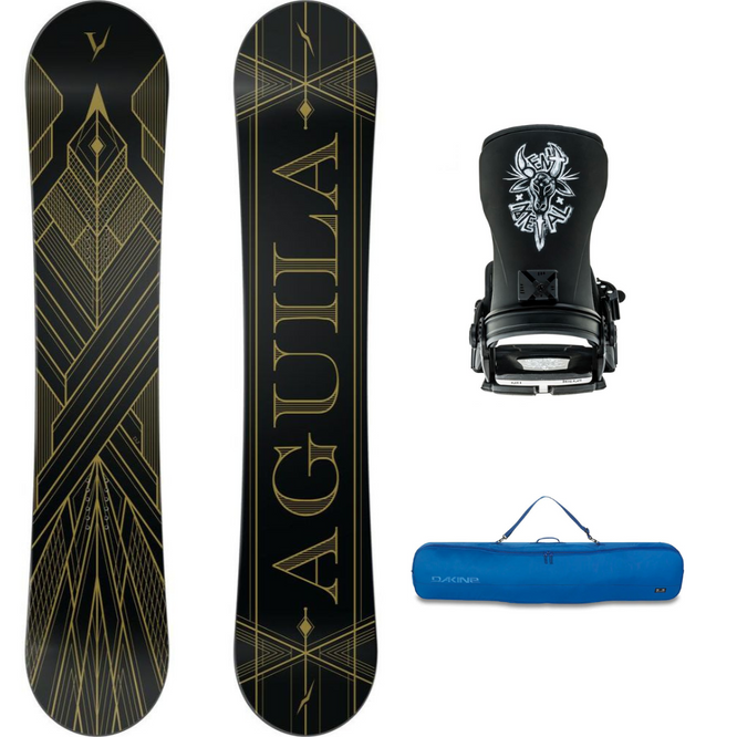 Snowboard Aguila Black 159 + fixations de snowboard Transfer Black + sac de snowboard Pipe Deep Blue 165