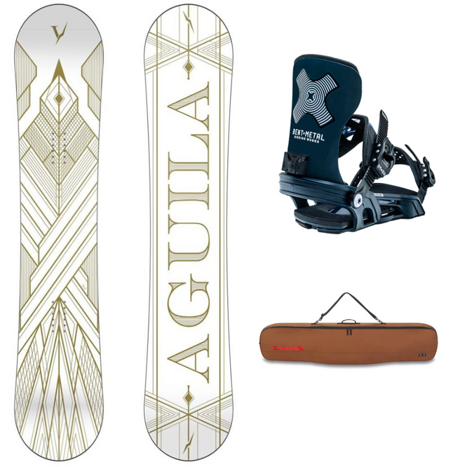 Snowboard Aguila White 148 + fixations de snowboard Stylist Blue + sac de snowboard Pipe Bison 148