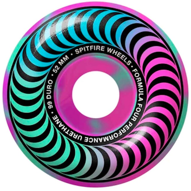 Roues de skateboard F4 Multiswirl Classic 52mm 99a Pink/Teal