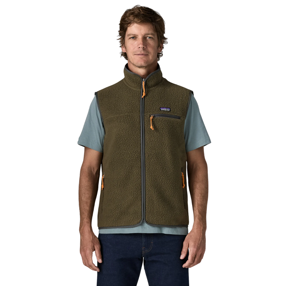 Retro Pile Fleece Vest Basin Green