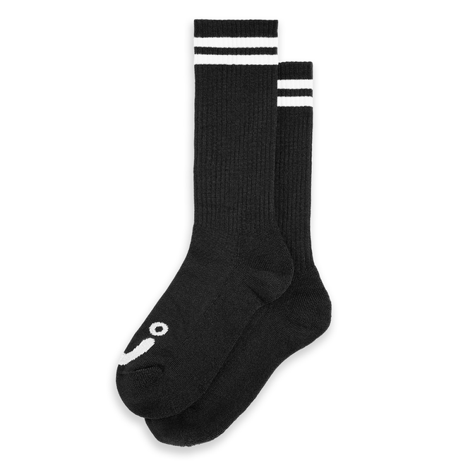 Happy Sad Rib Socks Long Black/White