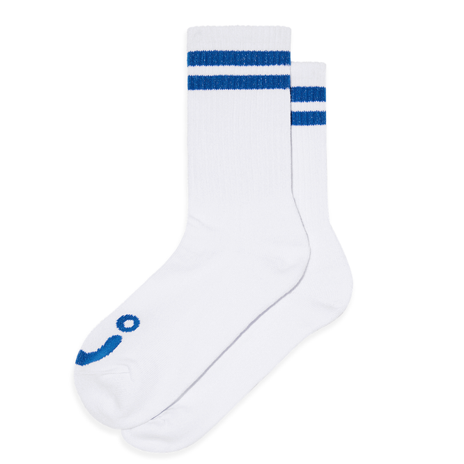 Happy Sad Rib Socks White/Blue