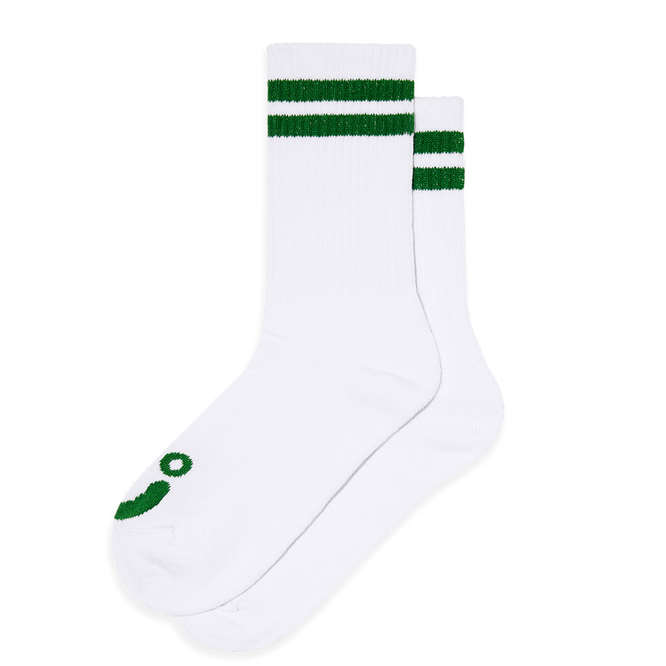 Happy Sad Rib Socks White/Green