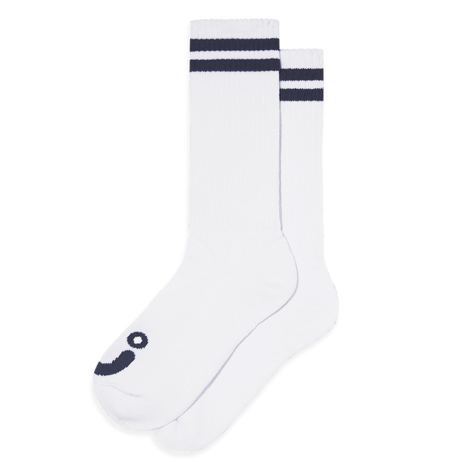 Happy Sad Rib Socks White/Navy