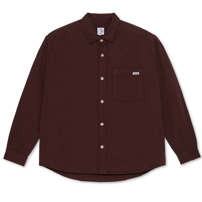 Mitchell Herringbone LS Shirt Wine