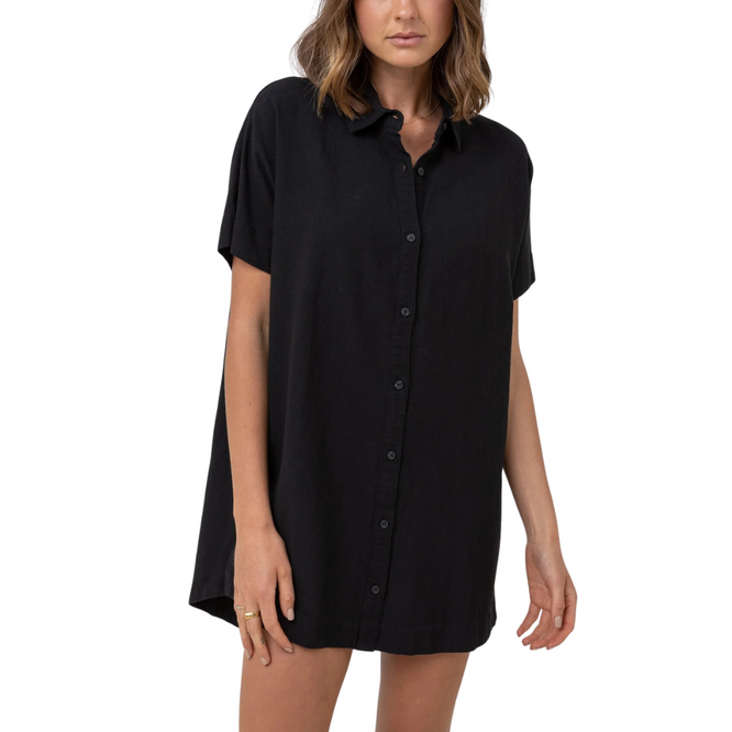 Womens Classic Shirt Dress Black