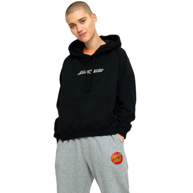 Womens Yin Yang Strip Hoodie Black