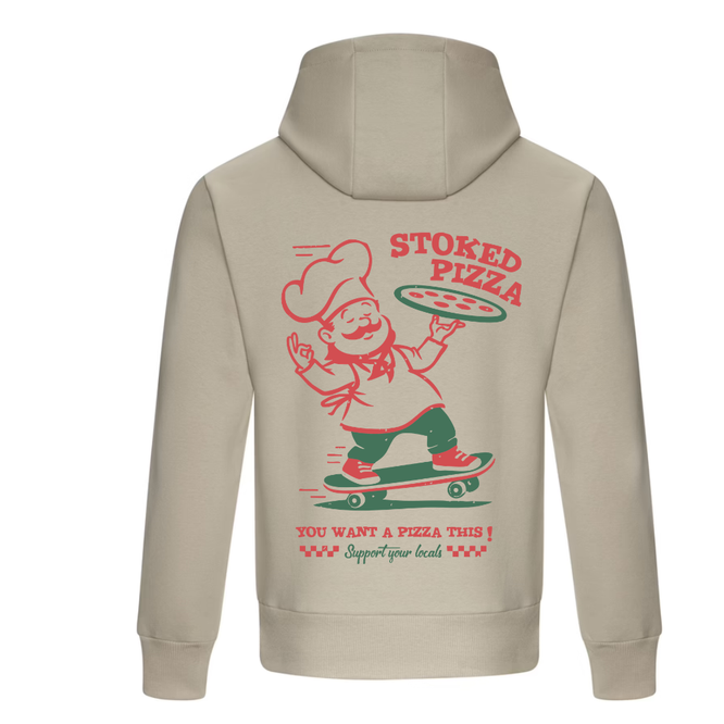 Want a Pizza This Heavyweight Hoodie Natural Stone
