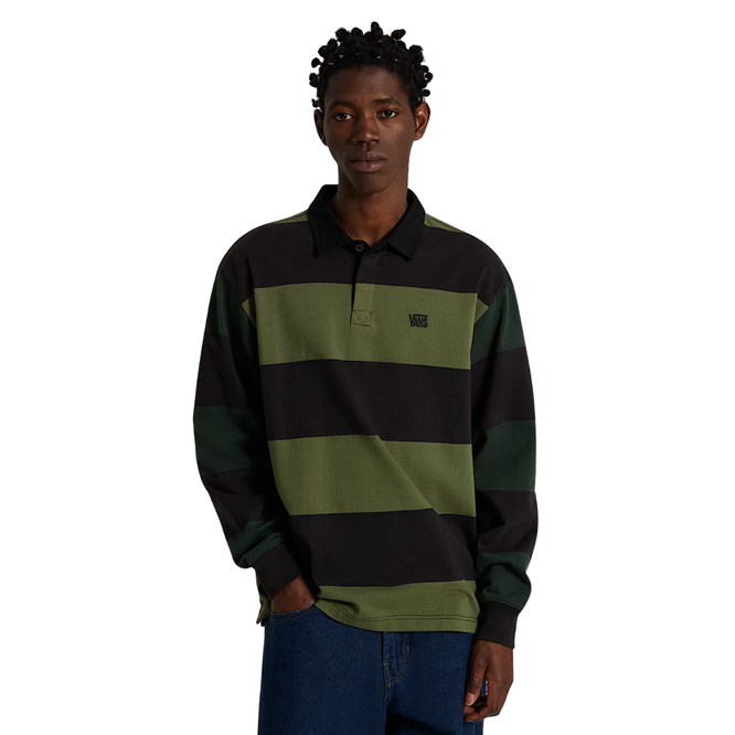 2-Tone Stripe Ward Longsleeve Black/Green Balsam