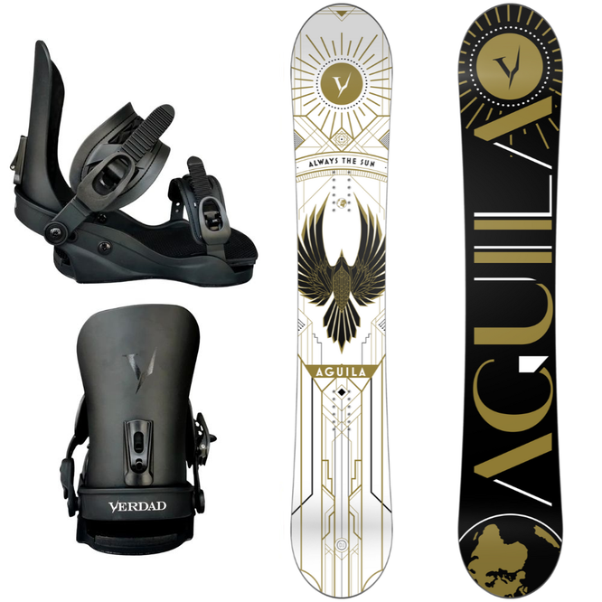 DJ Aguila White Art Deco 24 Snowboard+ V bindings Snowboard set