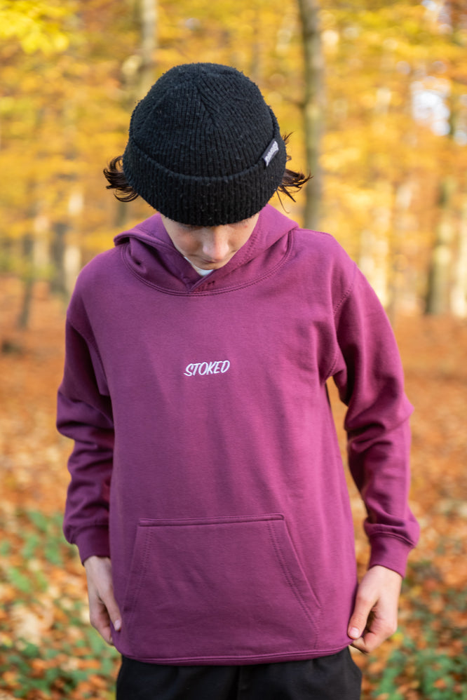 Kids Lightweight Script Hoodie Plum