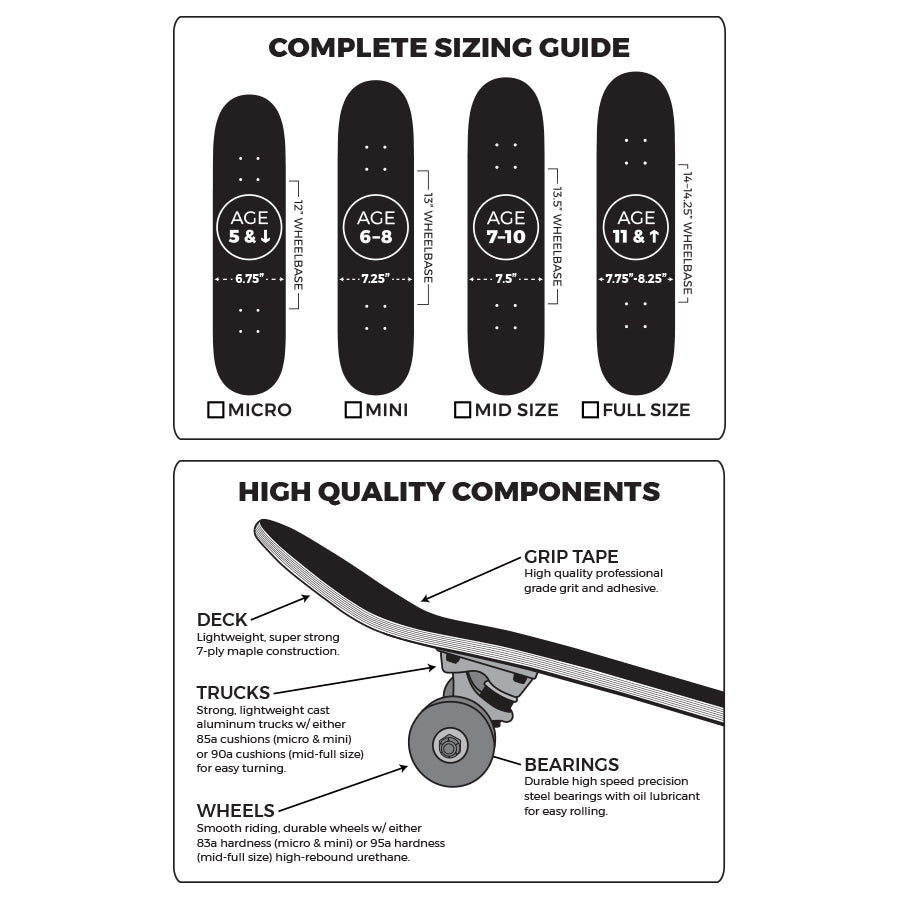 Outline Repeat Noir-Vert 7.25" Skateboard complet