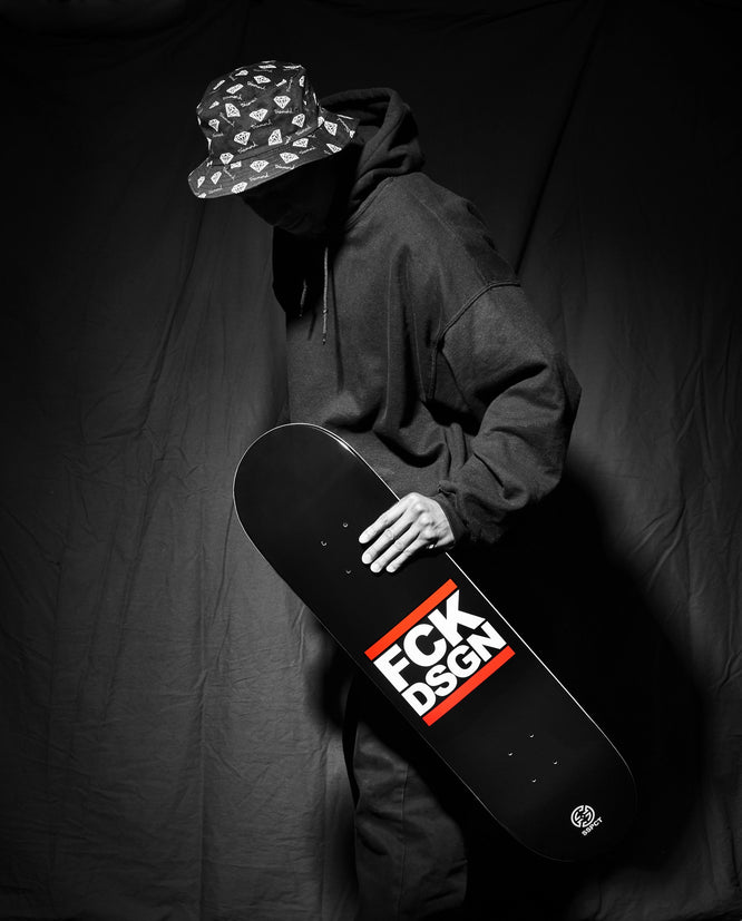 FCK DSGN Noir/Blanc 8.125" Planche de skateboard