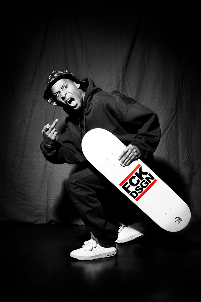 FCK DSGN Blanc/Noir 8.125" Planche de skateboard