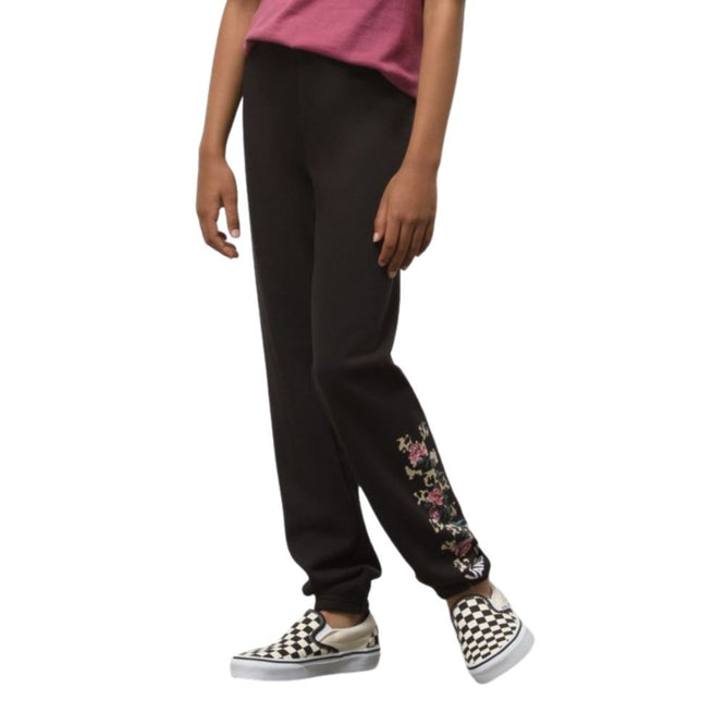 Pantalon à fleurs léopard pour enfants, noir