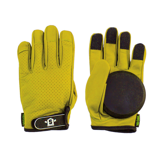 Gants à glissière en cuir jaune