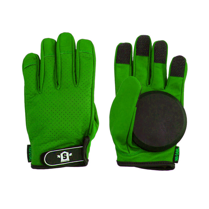 Gants à glissière en cuir vert