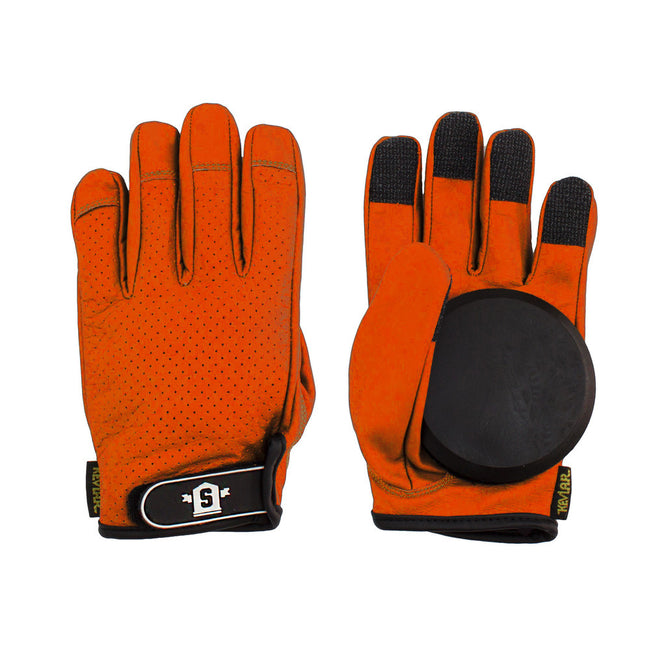 Gants à glissière en cuir orange